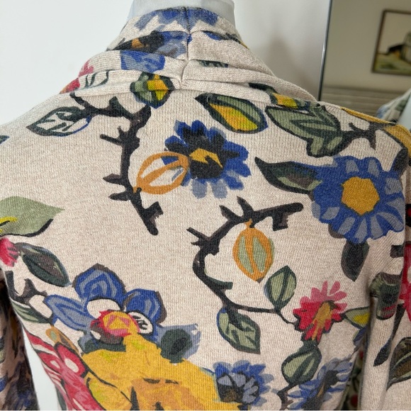 Anthropologie Tabitha Tan Floral Print Open Front Cardigan Sweater Size XS - Picture 4 of 9